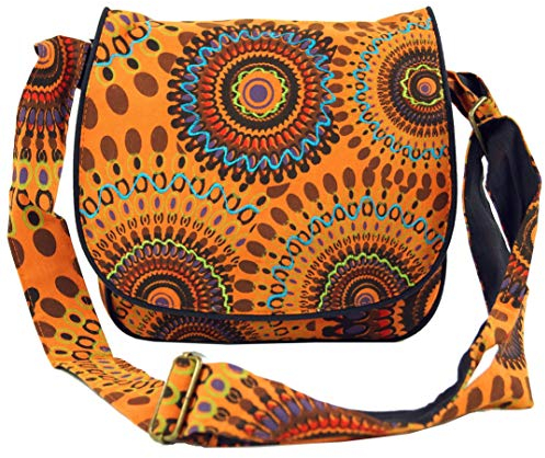 GURU SHOP Schultertasche, Hippie Tasche, Goa Tasche - Orange, Unisex - Erwachsene, Baumwolle, 22x23x12 cm