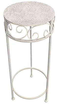 PrimoLiving Metall Blumenhocker/Beistelltisch antikweiß rund Gr. M (P-760)