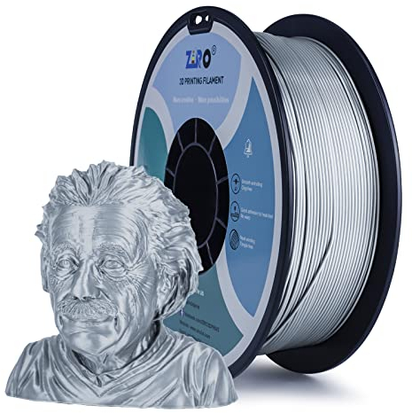 ZIRO 3D Drucker Filament PLA PRO Metall Series 1.75 1KG(2.2lbs), Dimensional Accuracy +/- 0.03mm,Silber