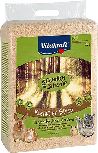 Vitakraft Country Home, Kleintier Streu, geruchsbindendes Einstreu, Sägespäne für das Nagerheim (1x 60l, 10l Nettovolumen)