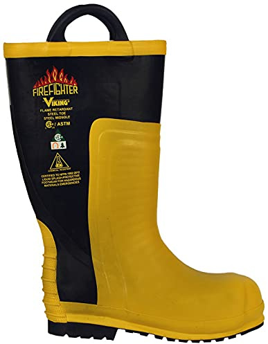 Viking Men's VW91 Firefighter Chainsaw Boot, Black/Yellow - 7