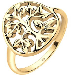Elli Damen Ring Lebensbaum Floral 925 Sterling Silber vergoldet