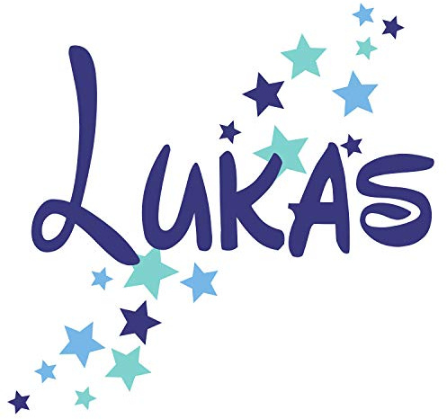 Türaufkleber personalisiert mit Namen Kinderzimmer Wandtattoo Wunschtext selbst gestalten - für alle glatten Oberflächen - wasserfest 10 bis 125 cm, Buchstaben Aufkleber für Möbel Auto Fahrrad blau