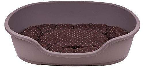 adena Hundekorb 81 x 54 cm Taupe + Kissen Tupfen braun