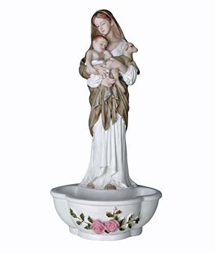 Weihwasserschale Jugendstil Madonna Weihwasserbecken Antik Figur Heiligenskulptur Wohnzimmer wu76831aa Palazzo Exklusiv