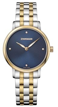 WENGER Damen Armbanduhr Urban Donnissima Ø 35mm, Swiss Made, Analog Quarz, Wasserdicht bis 100m, Edelstahl-Armband