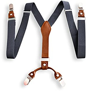 Sweet Leaf Bretelle Grigio Antracite di alta qualità completamente Regolabili - 4 Clip - Forma di Y – Classiche, Eleganti e Moderne