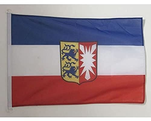 AZ FLAG Bootsflagge Schleswig-Holstein 45x30 cm Kunststoffringe | Für außen und Boote Bootsflagge wetterfest mit doppelten Nähten und verstärkten Kanten Mesh-Polyester