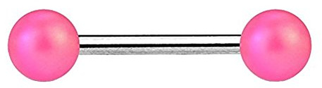 beyoutifulthings PERLEN MATT Brustwarzen-Piercing Intim-Piercing Brust-Piercing Edelstahl Stab-Dicke 1,6mm Stab-länge 16mm Kugel 6mm Farbe Pink
