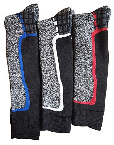 Casa Socks. Mi bas enfant Chaussettes hautes garçon chaudes et confortables -Assortiments modèles photos selon arrivages- (31/35, Pack de 3 Mi bas Ski asst1)