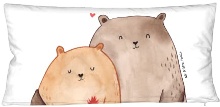 Mr. & Mrs. Panda Kuschelkissen Bären Liebe - Geschenk, Pärchen Kissen, Kuscheln, Bär, Partnerkissen, Freundin, Hochzeitstag, Umarmen, Blume, Liebeskissen, Couples Pillow, Liebesgeschenk, Verknallt