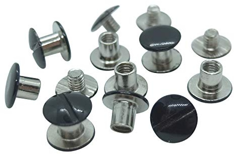 25 Stück - Buchschrauben (schwarz, Höhe: 5 mm, Ø Kopf: 10 mm, Ø Schaft: 5 mm)