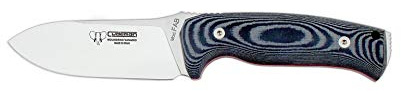 Cudeman Cuchillo 298-M* FAB I el original hoja de acero MoVa 1.4116 de 11 cm y empuñadura de micarta negra de 12,5 cm para caza, pesca, supervivencia y bushcraft + Portabotellas regalo