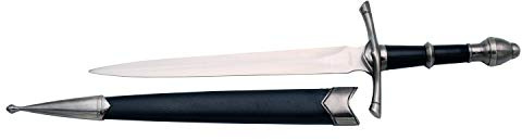 AMONT Dolchschreiter S0143 inoffizielle Replik, schwarzer Griff mit einem Nickelstreifen, mit Stahlklinge, Länge 35 cm, schwarz vernickelte Scheide