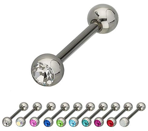 Treuheld® | Silberner TITAN PIERCING STAB mit KRISTALL