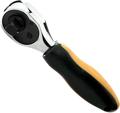 AERZETIX - Llave de carraca doble cabeza reversible 1/4 y 3/8x145 - Número de dientes 72 - Llave manual rápida multifuncional - Mango recto antideslizante - en acero CR-V - Color plata - C45099