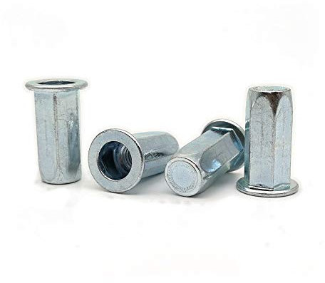 Carbon Steel Flat Head Hex Rivet Nut Sealed Close End M4 M5 M6 M8 M10 Blind Rivet Nut Insert Nut White Zinc Plated DUO ER (Size : M5 18 (20pcs))