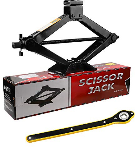 CPROSP Scissor Jack 2 Tons(4,409 lbs) Capacity with Ratchet Handle Effort Saving Just for Emergency Use, not for Weekly Projects