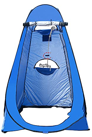 Tragbares Umkleidezelt, Pop-Up-WC Zelt Camping Duschzelt Strandmuschel mit Innentasche, UV-Schutz Sonnenschutz, Für Outdoor, Camping, Angeln, Strand, Dusche, Toilette (Blue three windows,Double)