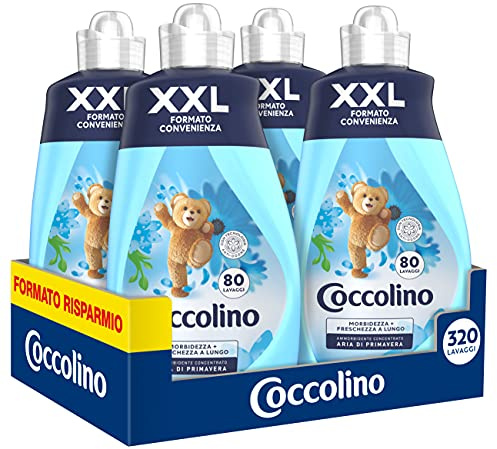 Coccolino Weichspülerkonzentrat, Frühlingsluft, 8 Liter, 320 Waschgänge, 4 x 80 Waschgänge