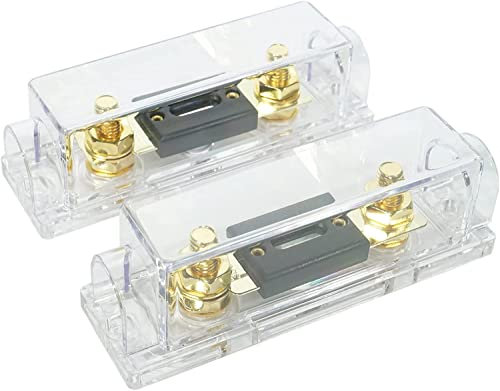 RED WOLF Car Radio Audio ANL Fuse Block Holder with 300 Amp 12 V Fusible Distribution Block 0/2/4 Gauge In Out for Trolling Motor ATV Trailer Inverters and Video System 2 PCS, Gold Plated