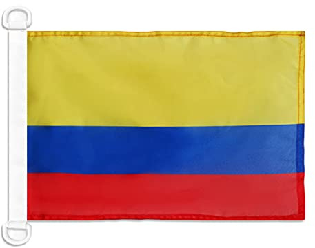 AZ FLAG - Drapeau Pavillon Civil Equateur - 45x30 cm - Pavillon Nautique Marchand Équatorien Spécial Bateau Et Extérieur En Maille Bloquée Avec Anneaux Plastiques Intégrés - 30g