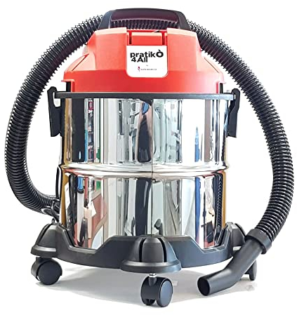 San Marco Bidone aspirapolvere per Solidi e Liquidi da 1200 W, con funzione soffiante, bidone in metallo completo di ruote