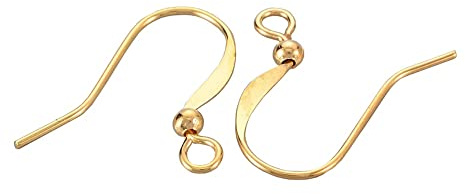 Perlin 25 Paar Ohrhänger Ohrhaken Fischhaken Ohrfedern mit Kugel, 15mm 50 Stück Ohrring Haken für die Schmuckherstellung basteln Schmuck (Gold)