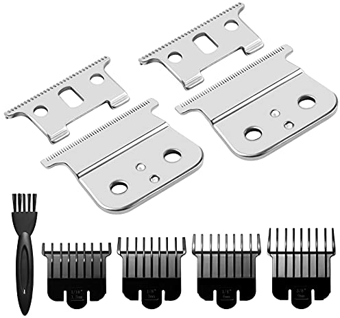 Replacement Blade for Andis T-Outliner, GTX，T Outliner Blade Replacement for Andis GTX, T-Outliner Trimmer 2 Sets (sliver steel T Blade + Sliver Steel Blade)