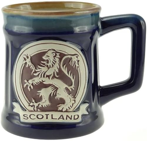 Steingut Tasse Schottland Keramikbecher für Kaffee oder Bier Bierkrug Bierseidel für Biertrinker Schottland Maßkrug, 500 ml, Blau