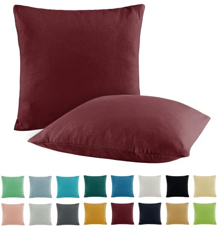 SHC by BaSaTex Jersey Kissenbezug, 2er Pack, 50x50 cm, Bordeaux Rot | 100% Baumwolle, Kissenhüllen, Kopfkissenbezug, Dekokissen Bezug