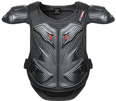 WOSAWE Kinder Brustpanzer Einstellbar Rückenprotektoren Motorrad Schutz Weste für Radfahren Skaten Roller Skifahren Scooter S