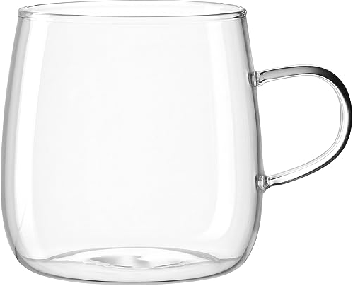 LEONARDO HOME Tè per Te Set di 4 tazze da tè grandi in vetro borosilicato a pareti spesse, realizzate a mano, capacità 570 ml, adatte al microonde, 4 bicchieri da tè, trasparenti, 077386