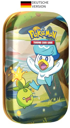 Pokémon-Sammelkartenspiel: Mini-Tin-Boxen Paldea-Freunde – Kwaks (2 Boosterpacks, 1 Bildkarte & 1 Stickerbogen) Deutsche Version