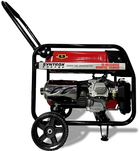 Syntrox Benzin Stromerzeuger, Notstromaggregat, Brontes 3500SC, 3 kW Generator, Mobiler Stromgenerator, Umweltfreundlich, Camping, Notstromgenerator, Kupfer-Generator, Leiser Betrieb