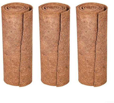 Rotolo di rivestimento in cocco, 3 pezzi, in fibra di palma di cocco, da appendere, per contenitori da patio, vasi, tappeti per rettili, tappeti e lucertole (30 x 100 cm)