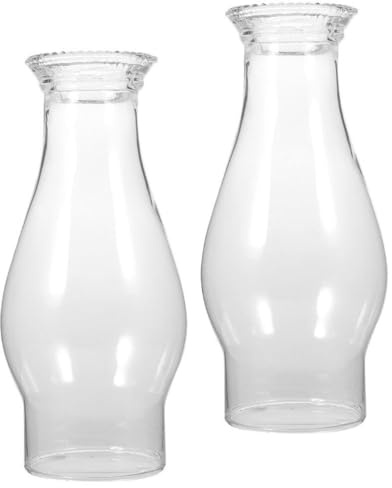 Kichvoe Lot de 2 lampes à huile rétro pour cheminée à huile, verre ouragan, base transparente au kérosène, couvercles de globe vintage pour abat-jour au kérosène antique