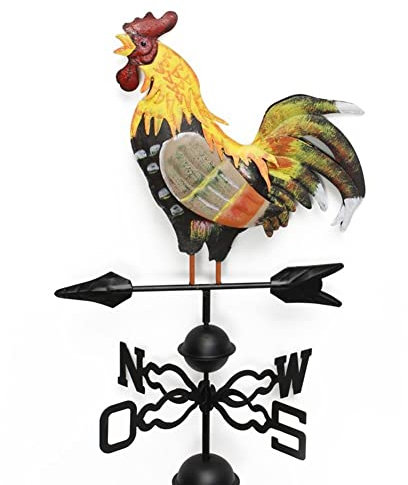 ZAANU Girouette Ornement, Coq en Fonte Girouette Girouette avec Toit Monté, Girouette Vent Soufflé Toit Volant Jardin Décorations en Métal (Color : Cock)