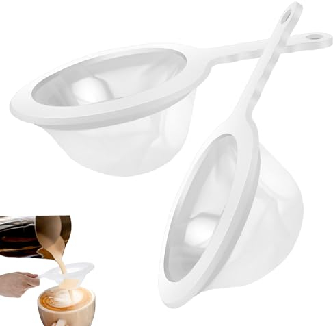 2 Stück Küchensieb Kunststoff (120/200 Mesh) Extra Feinmaschiges Sieb Fein Nylonmaschen Feines Sieb mit Griff，Geeignet zum Filtern von Joghurt, Milchsäurewein und Honig