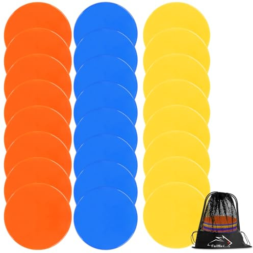 TuXHui Spot Markers Rubber Floor Dots 9inch Non Slip Agility Dots Flat Cones for Kids Sports Soccer Basketball Training, Gym Training, Preschool Kindergarten Classroom