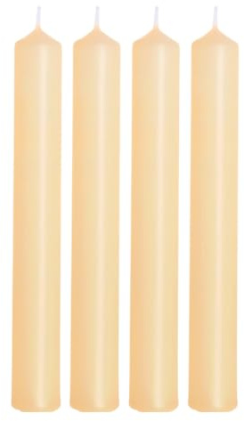 Juego de 4 velas de mesa, velas de mesa, en color crema, tamaño: 17 x 2 cm aprox