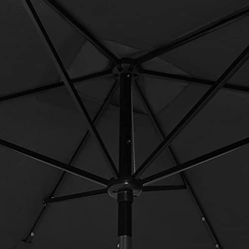 Rantry Sonnenschirm mit LEDs und Stahl-Mast Schwarz 2x3 m Rasen, Garten Model313792