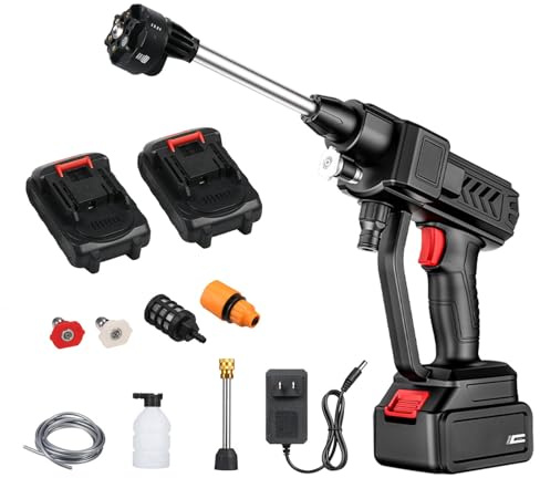 Idropulitrice Senza Fili, Idropulitrice Portatile Alimentata Max 435PSI, Idropulitrice a Batteria con Ugello 5 in 1 con Batteria Ricaricabile da 48 V, Pistola ad Acqua Pulitrice Portatile
