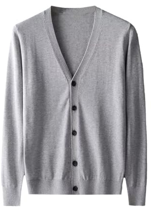 Bauzuoyo Chaqueta de punto para hombre, chaqueta de ocio de negocios, con cuello en V, monocolor, suéter de punto, chaqueta de punto para hombre, chaqueta de punto para otoño, camisa informal para