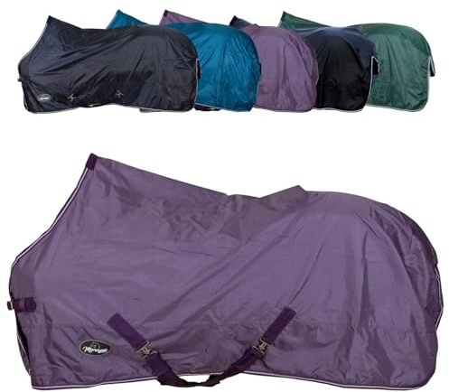 Marengos - Regendecke 420D Economic – Pflaume – 145cm | Leichte Pferdedecke für Regen – atmungsaktiv & wasserdicht – Weidedecke mit Kreuzgurten – Outdoordecke für Pferde