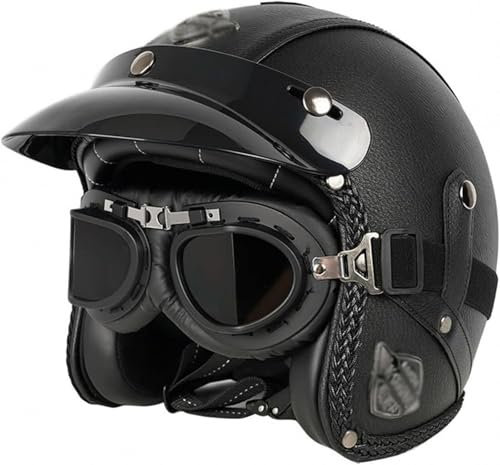 GKCEGHKS Casco A Scodella Scooter Motorino Mezzo Casco da Motociclista Vintage Caschi retrò Casco Scodella Cromwell Caschi Casco Faccia Aperta retrò ECE Omologato Mezzo Elmetto Moto retrò