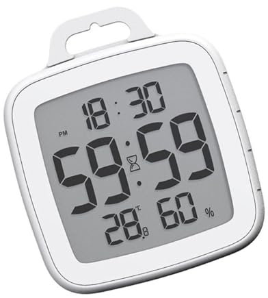 Multiusos Reloj Temporizador Digital de Baño con Pantalla Grande Indicador de Humedad y Función de Cuenta Regresiva para cocinar y aprender