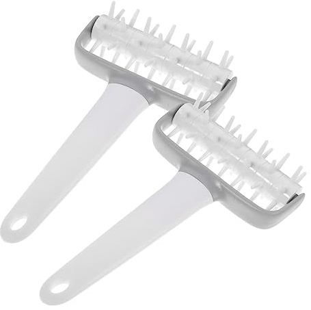 Cabilock 2stücke Pizzateigroller mit Dorn Teigausstecher und Gebäcklocher aus Lebensmittelechtem Material zum Ausrollen und Perforieren von Teig für Pizza und Gebäck