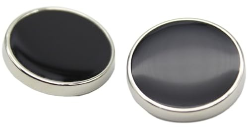 Whakano 10 Stück Runde Knöpfe Zum Aufnäher Metall Knöpfe mit Schaft,Bastelknöpfe,Kleidung Knöpfe,Ersatz Knöpfe Buttons für DIY Nähen Mäntel Cardigan,Anzug,Hemd,Geschenkbox-Dekor,Schwarz Silber,20mm