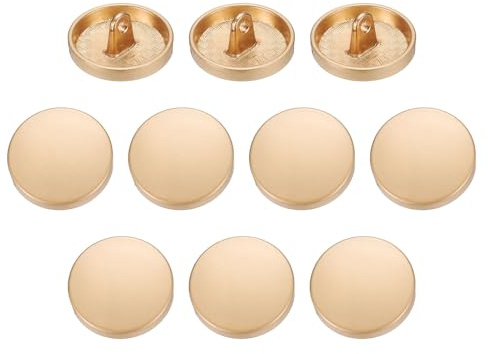 QUARKZMAN 10 Stück Metall Flachknopf Nähen Handwerk Mist Gold | 17mm Runder Metallnähknopf Legierung Schäkel Ersatzknopf, für Herren Damen Anzug Wollmantel Hemd Jacke Hose